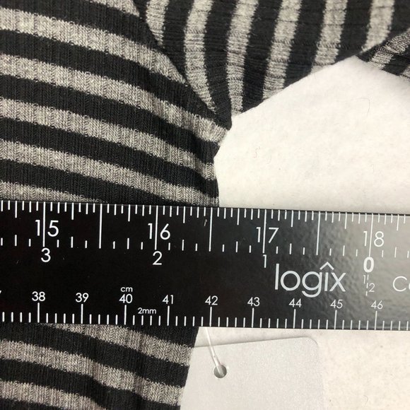 Como Vintage NWT Women's Size X-Small Black Grey Striped V-Neck Collared Dress - Picture 4 of 10